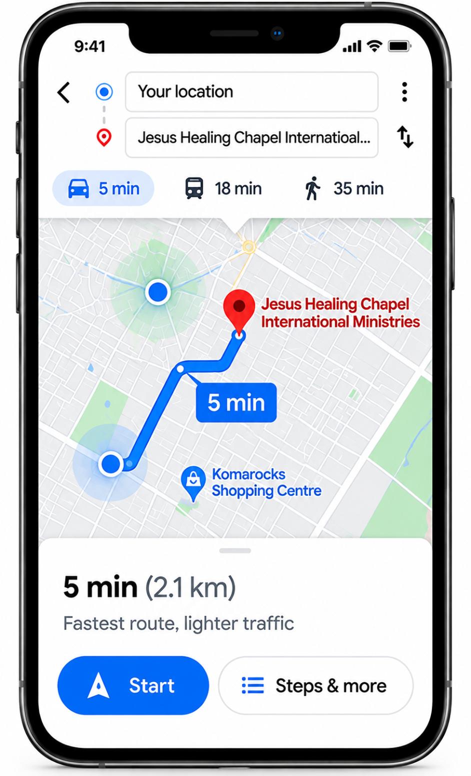JHCIM Direction on mobile Google maps