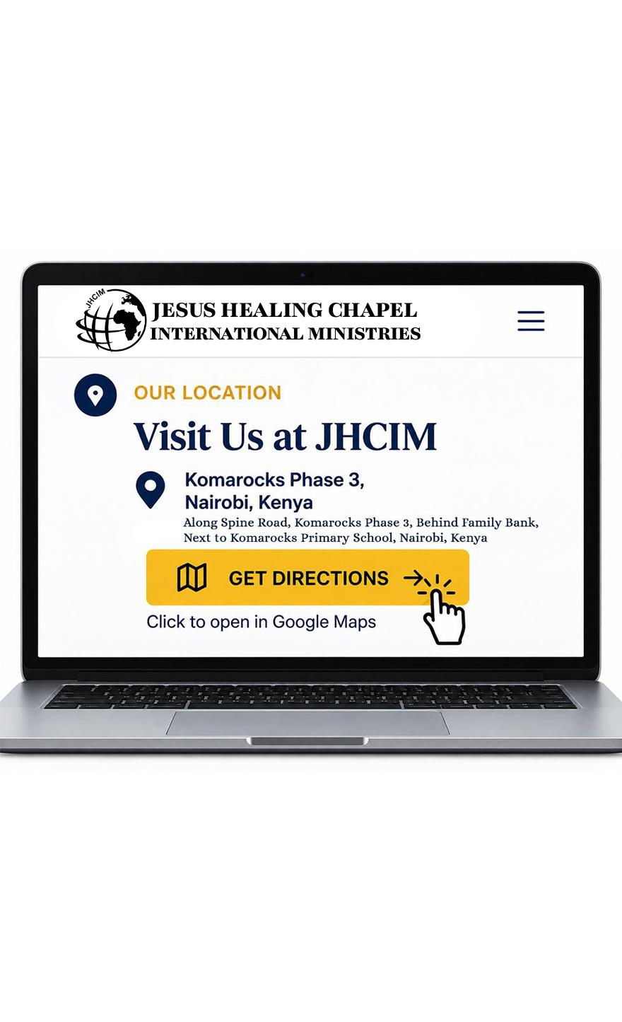 Visit our church JHCIM direction on laptop